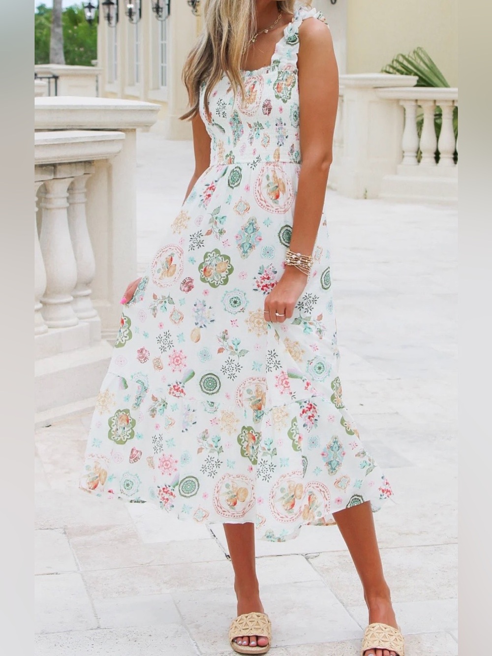 NWT Summer Brunch Date Smocked Midi Dress! - Picture 4 of 4